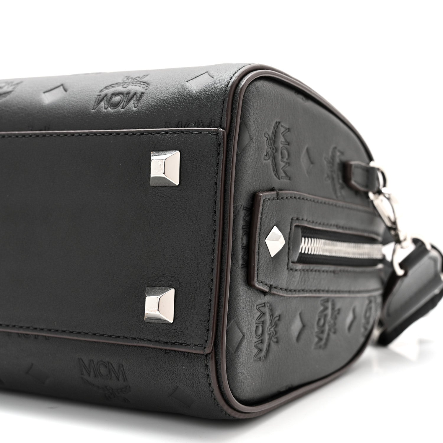 MCM Calfskin Ottomar Monogram Essential Boston Bag Black 10 of 10