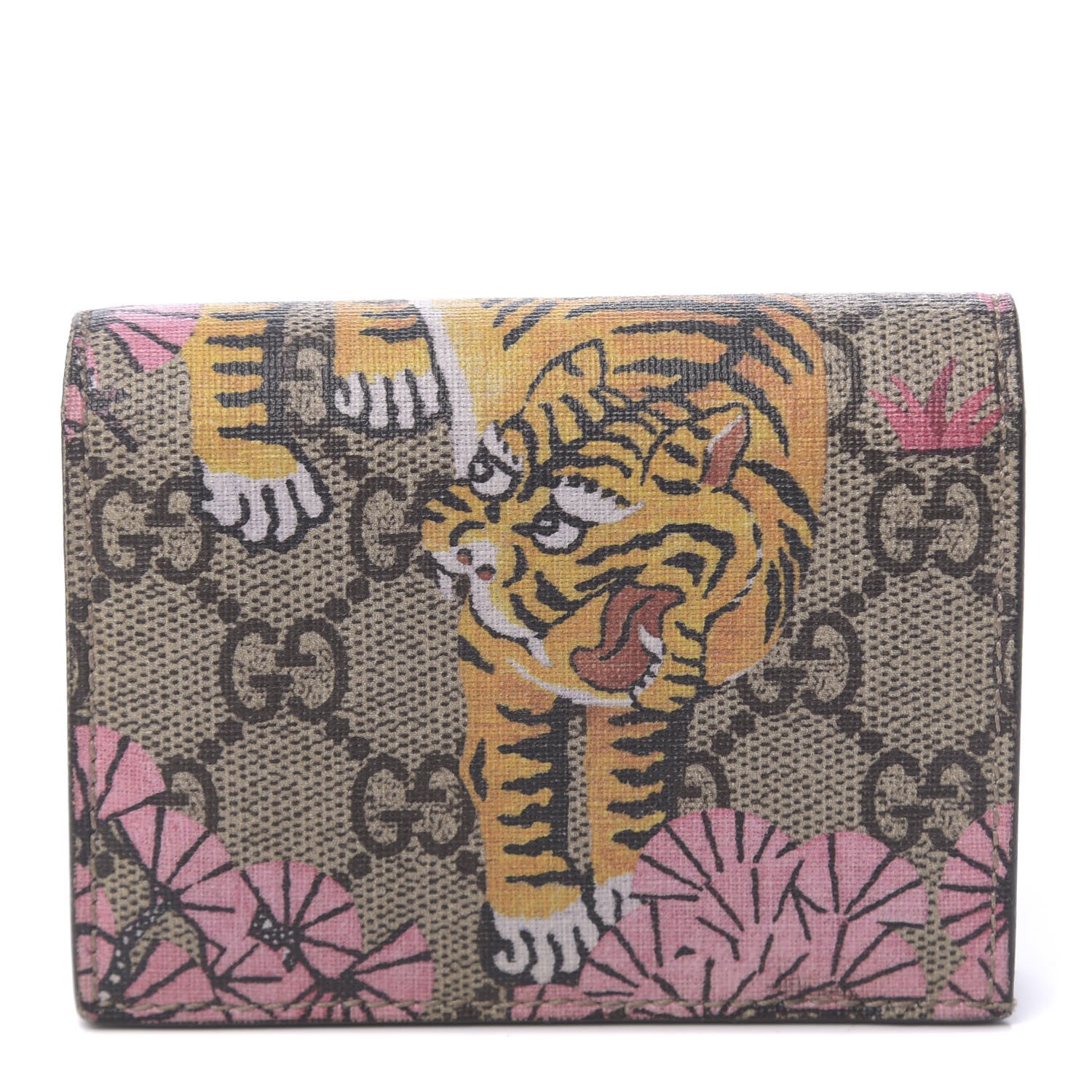 Gucci GG Supreme Monogram Bengal Card Case Beige Pink 1 of 11
