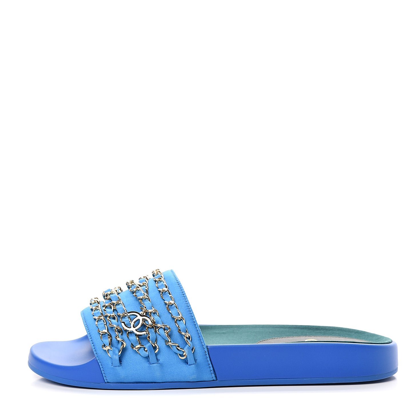 Canvas Chain Flat Sandals 39 Bright Blue