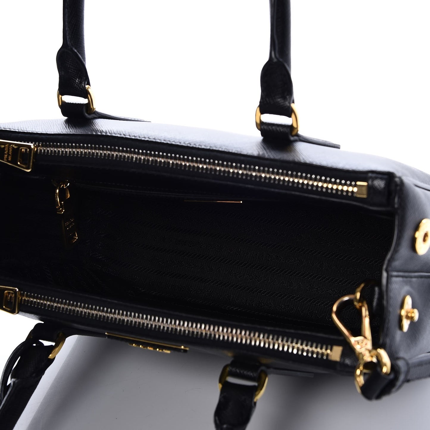Saffiano Lux Mini Double Zip Tote Nero Black
