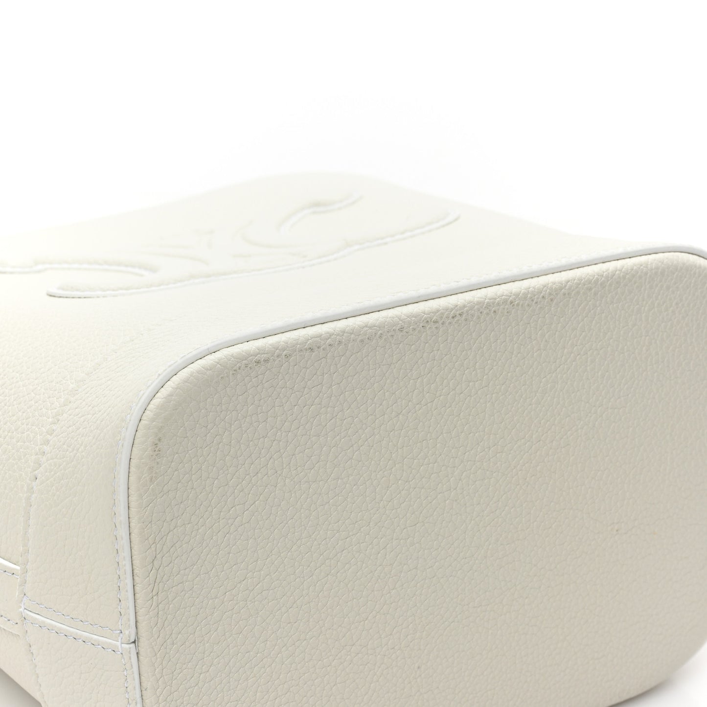 Grained Calfskin Small Cuir Triomphe Bucket Bag White