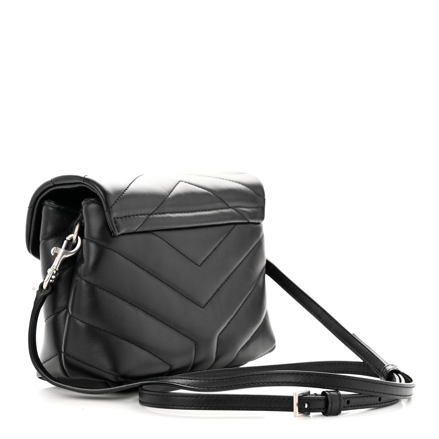 Calfskin Y Quilted Monogram Toy Loulou Crossbody Bag Black