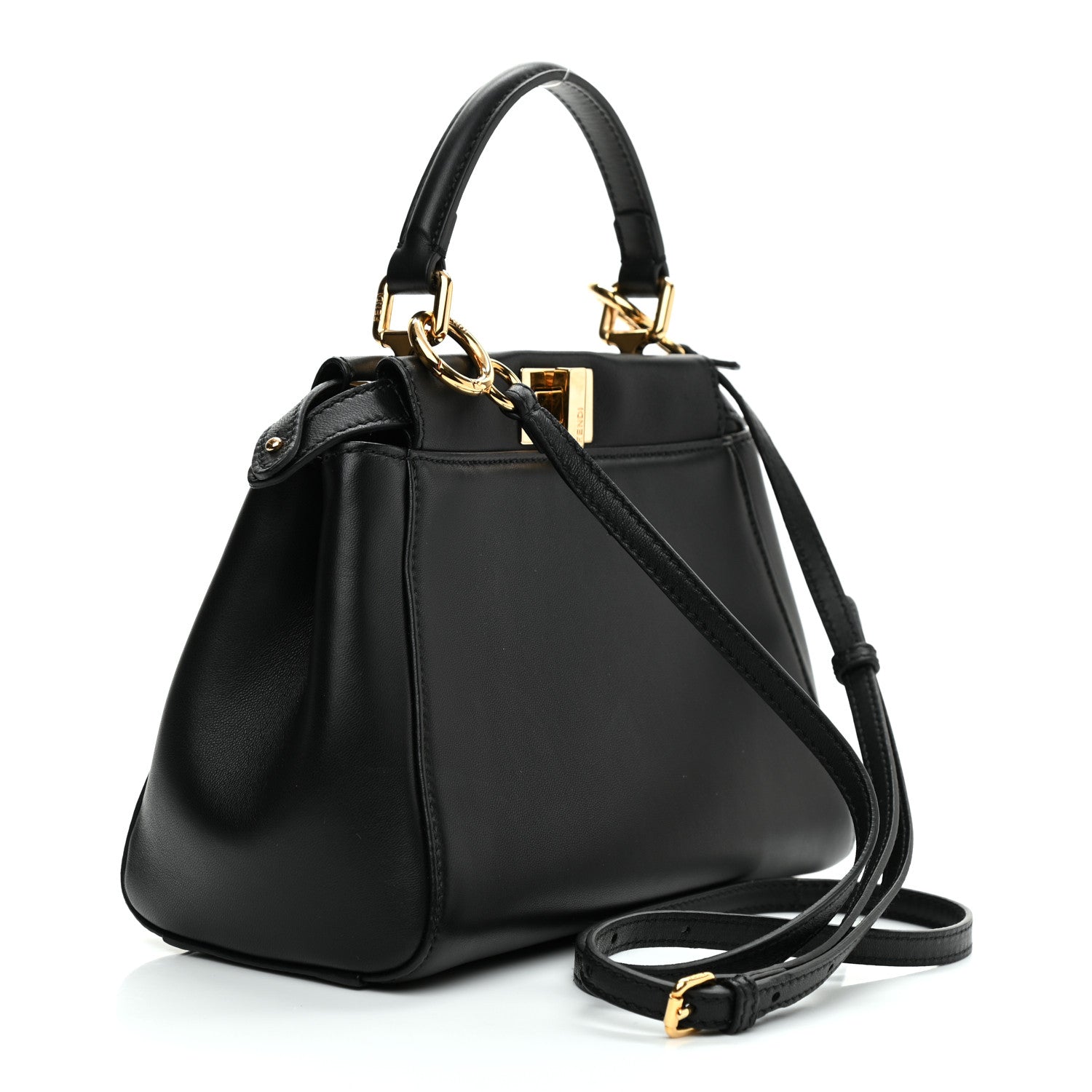 Fendi Nappa Mini Peekaboo Iconic Satchel Black 3 of 9