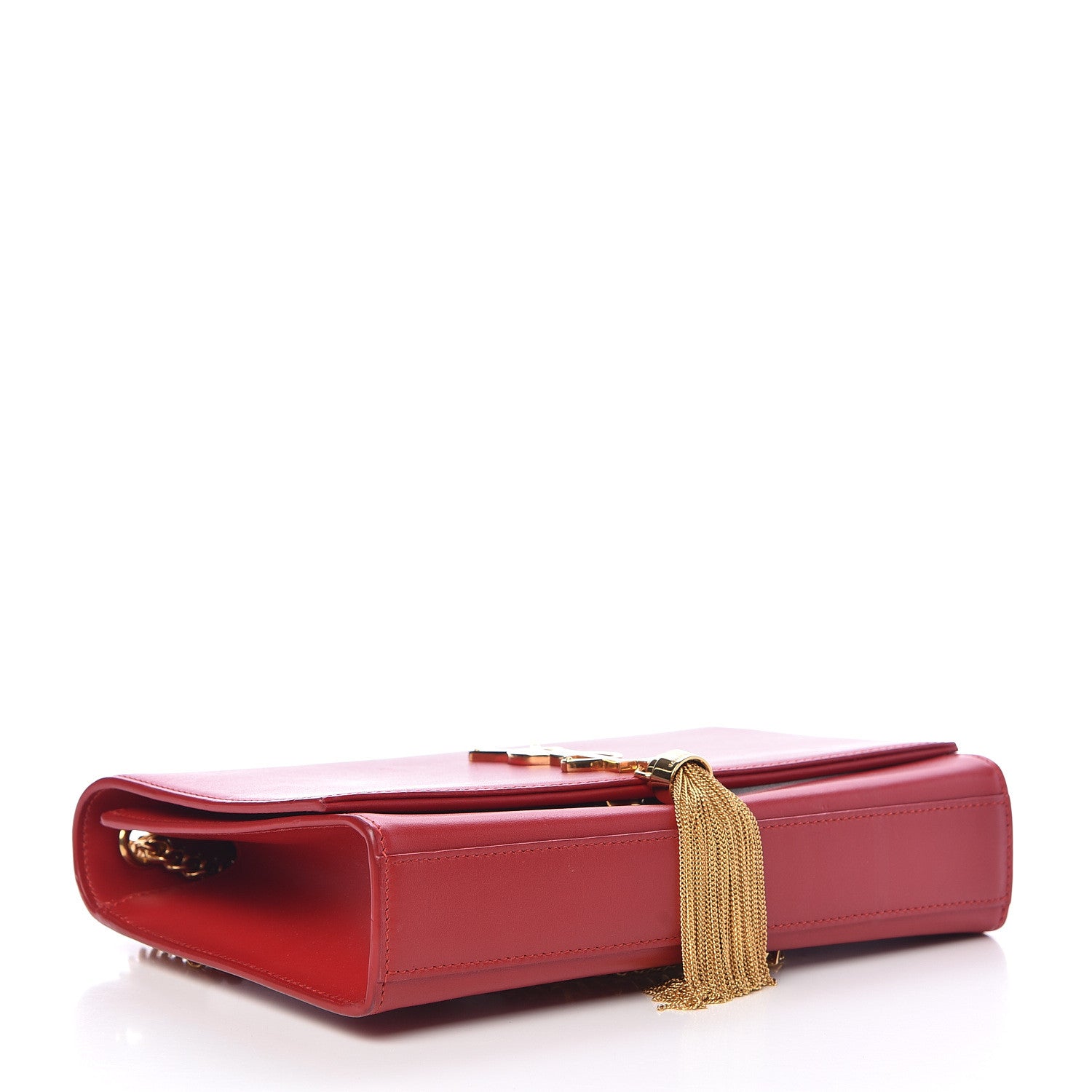 Saint Laurent Smooth Calfskin Medium Classic Monogram Kate Tassel Satchel New Red 4 of 16