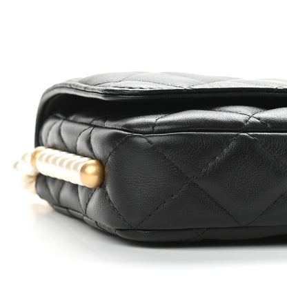 Chanel Calfskin Quilted Pearl Wallet On Chain WOC Black 16 of 19