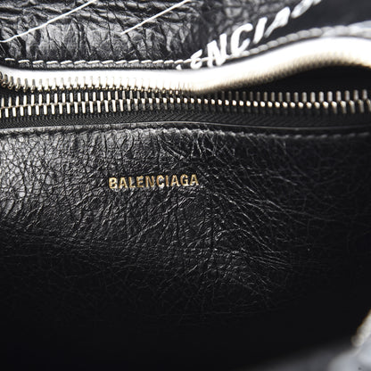 Balenciaga Agneau Arena Logo Multicolor Print XS Bazar Shopper Tote Black White 5 of 8