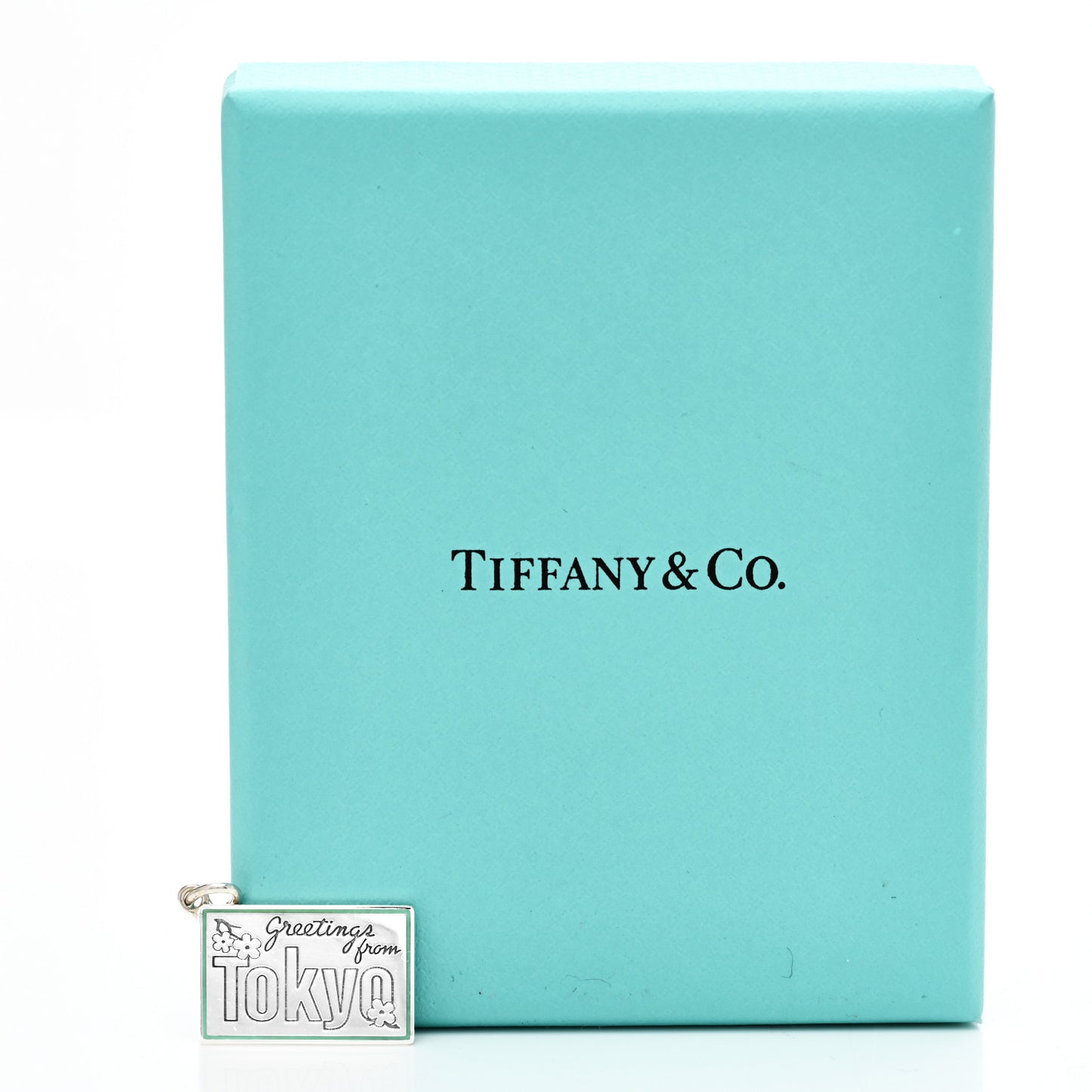Sterling Silver Enamel Tokyo Postcard Charm Blue
