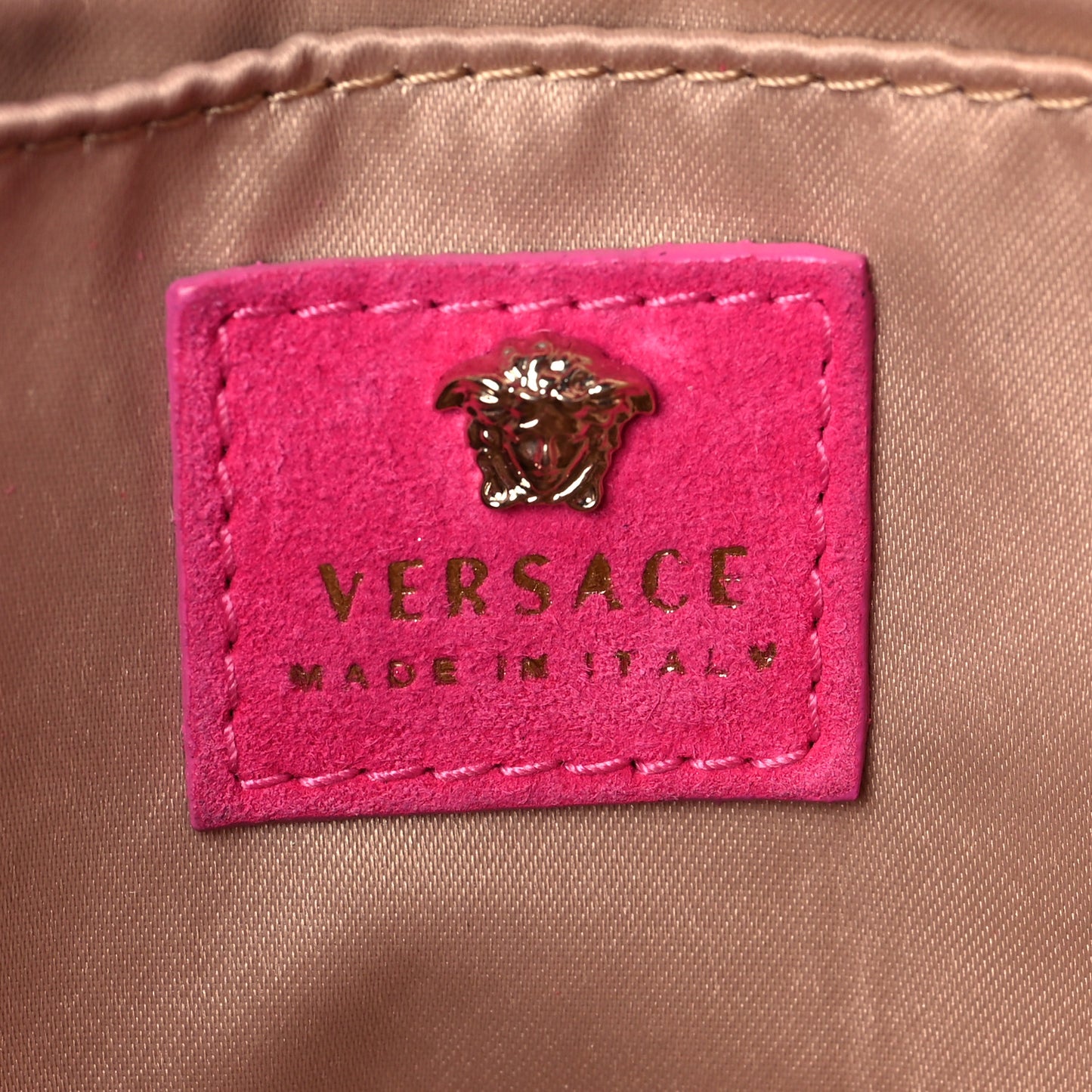 Suede Palazzo Medusa Evening Bag Pink