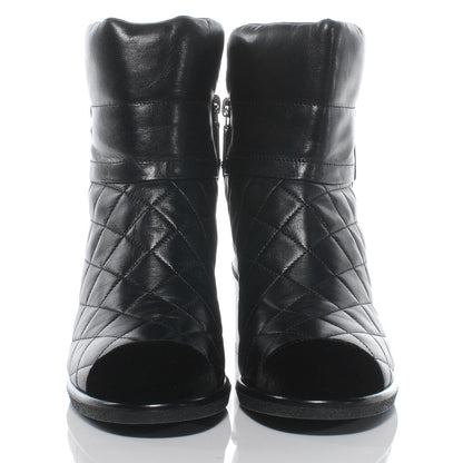 Chanel Leather Quilted Cap Toe Boots 41 Black 2 of 7