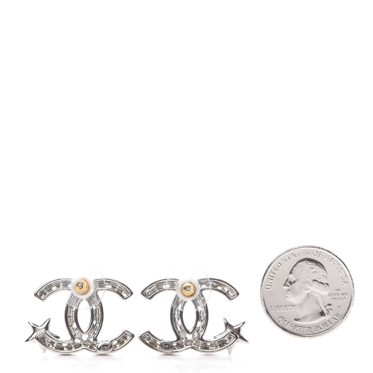 Chanel Crystal CC Starfall Earrings Silver 2 of 5