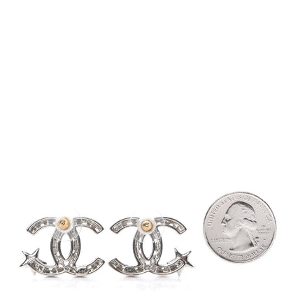Chanel Crystal CC Starfall Earrings Silver 2 of 5