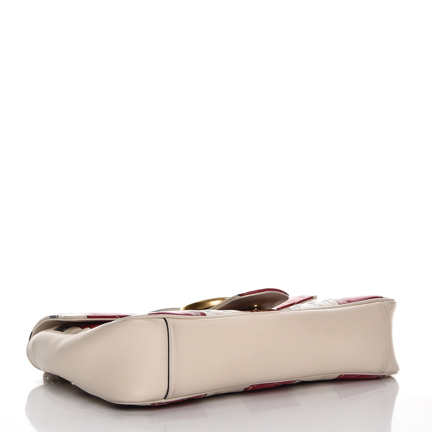 Calfskin Matelasse Trompe L'Oeil Print Medium GG Marmont Shoulder Bag Mystic White Hibiscus Red Marine Giallo