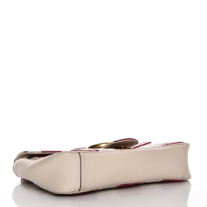 Gucci Calfskin Matelasse Trompe L'Oeil Print Medium GG Marmont Shoulder Bag Mystic White Hibiscus Red Marine Giallo 4 of 12
