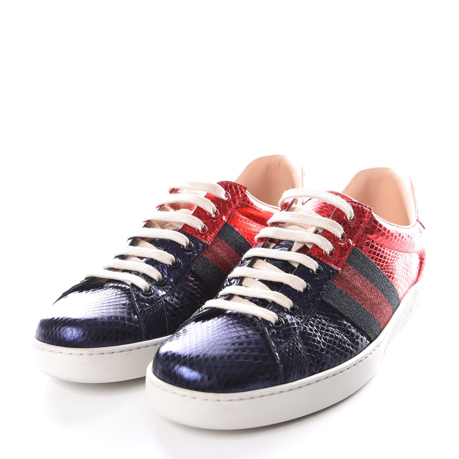 Gucci Metallic Ayers Web Mens Ace Sneakers 9 Blue Red 2 of 9