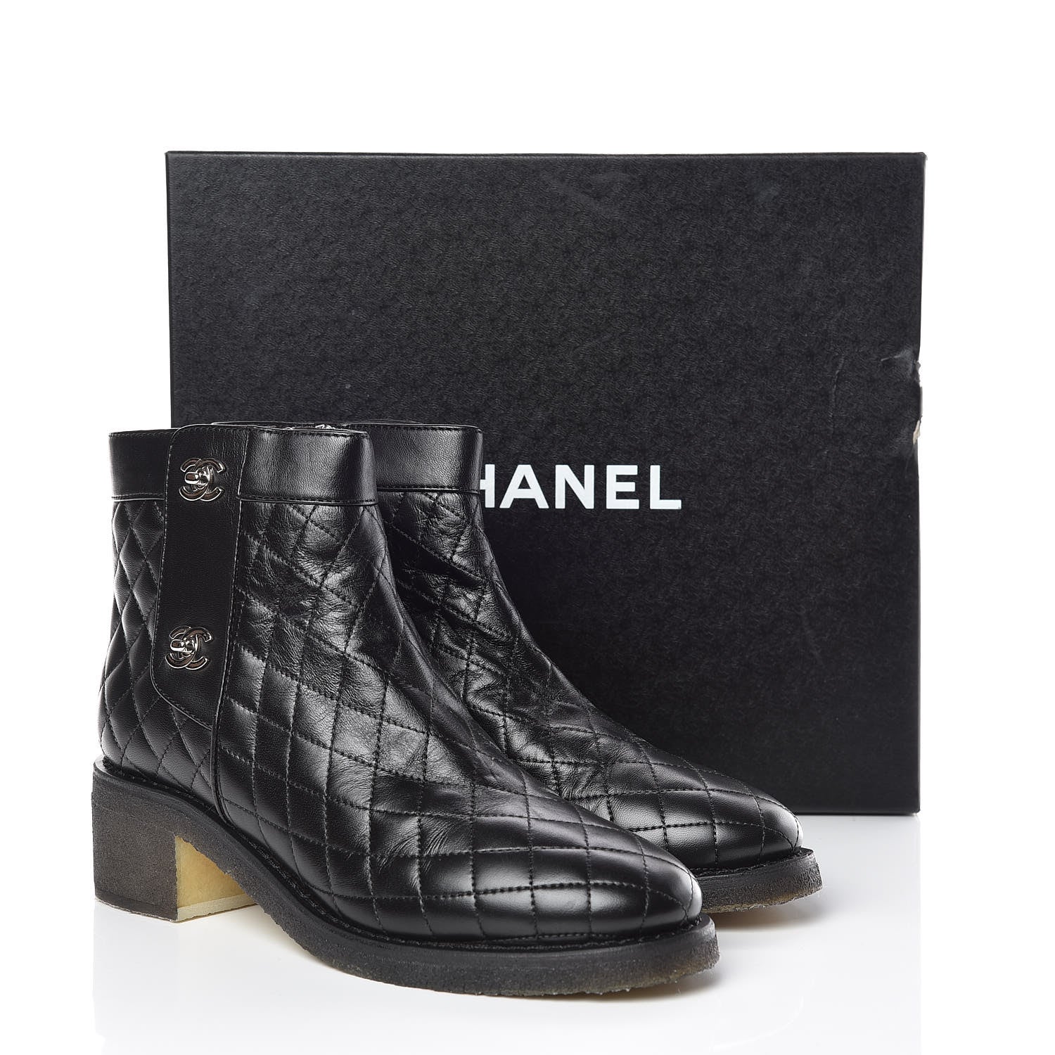 Chanel Lambskin Quilted Short Boots 41 Black 8 of 8