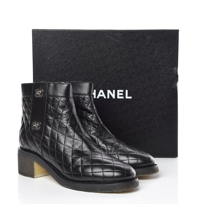 Chanel Lambskin Quilted Short Boots 41 Black 8 of 8