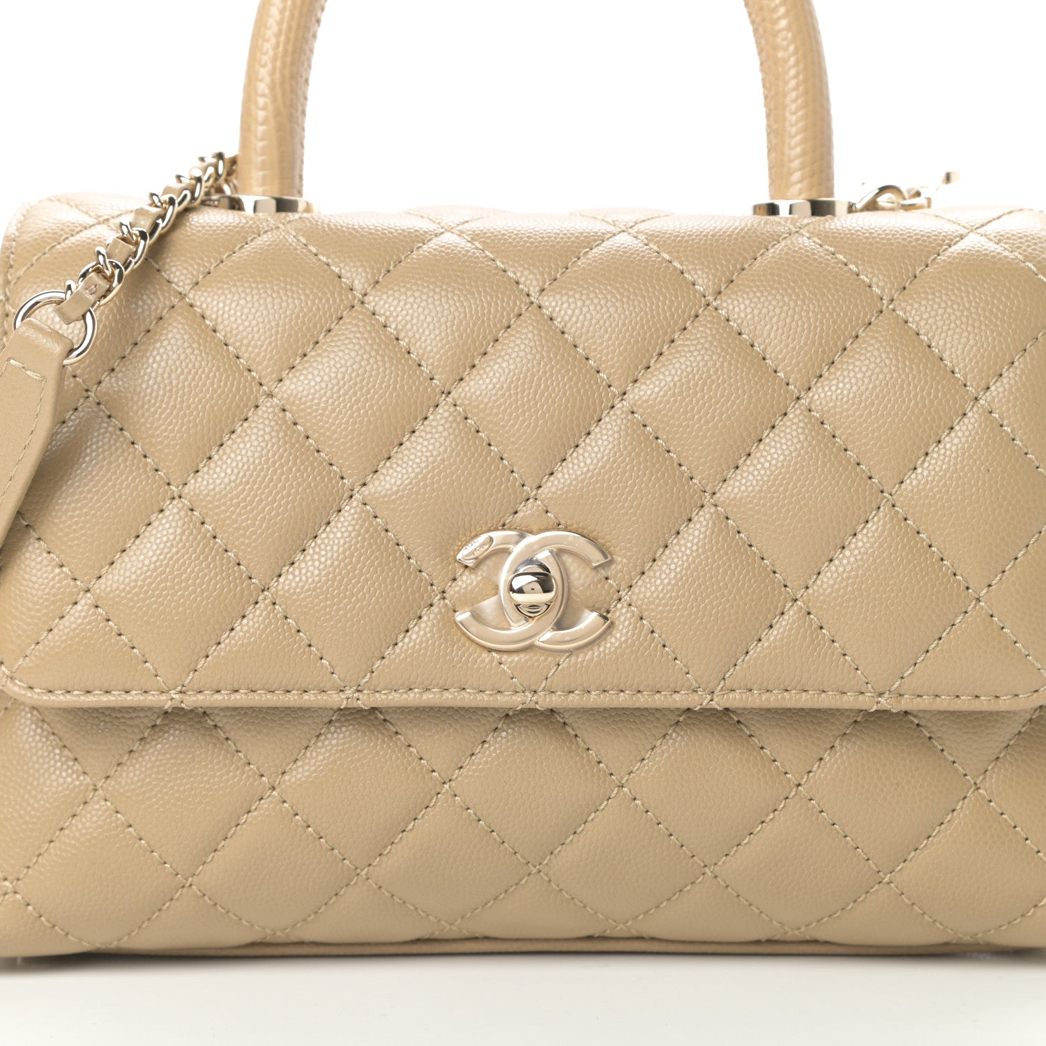 Chanel Caviar Lizard Embossed Quilted Mini Coco Handle Flap Dark Beige 8 of 10