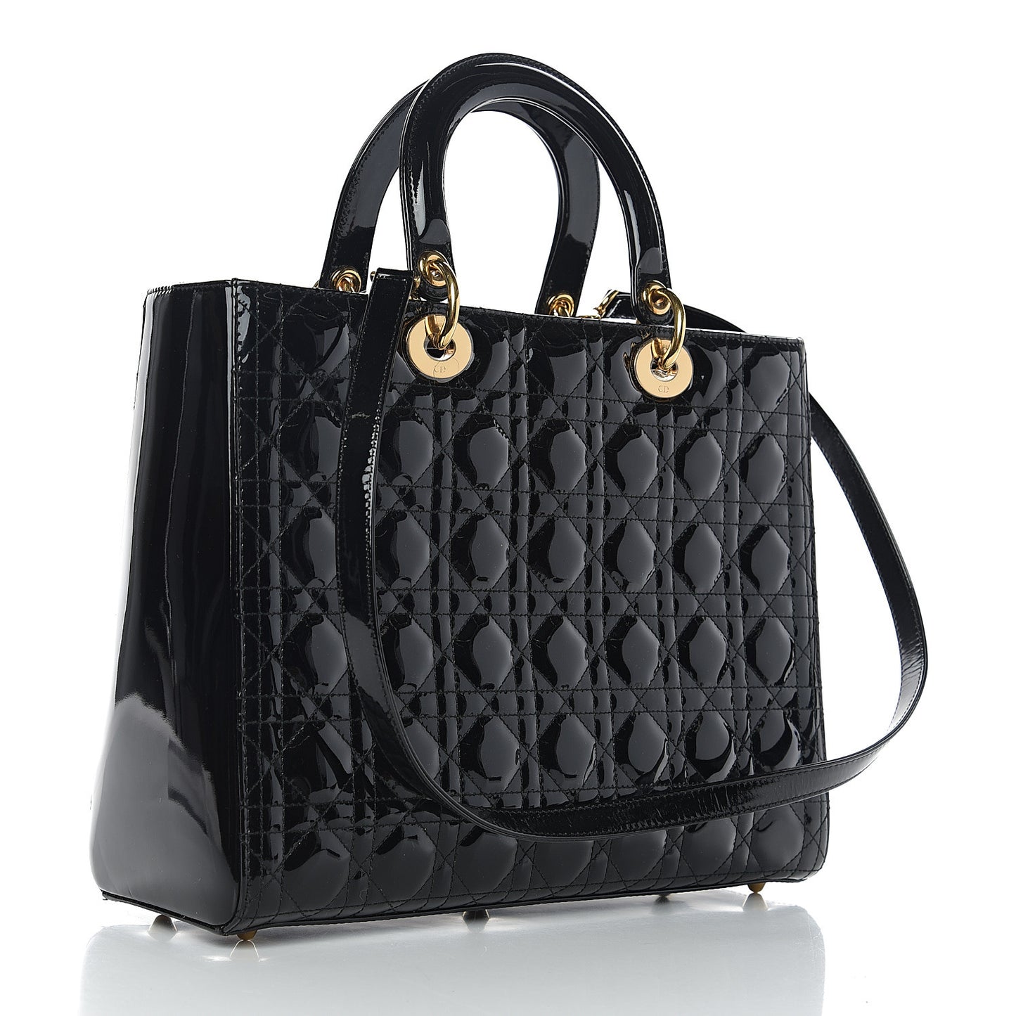 Patent Cannage Large Lady Dior Black