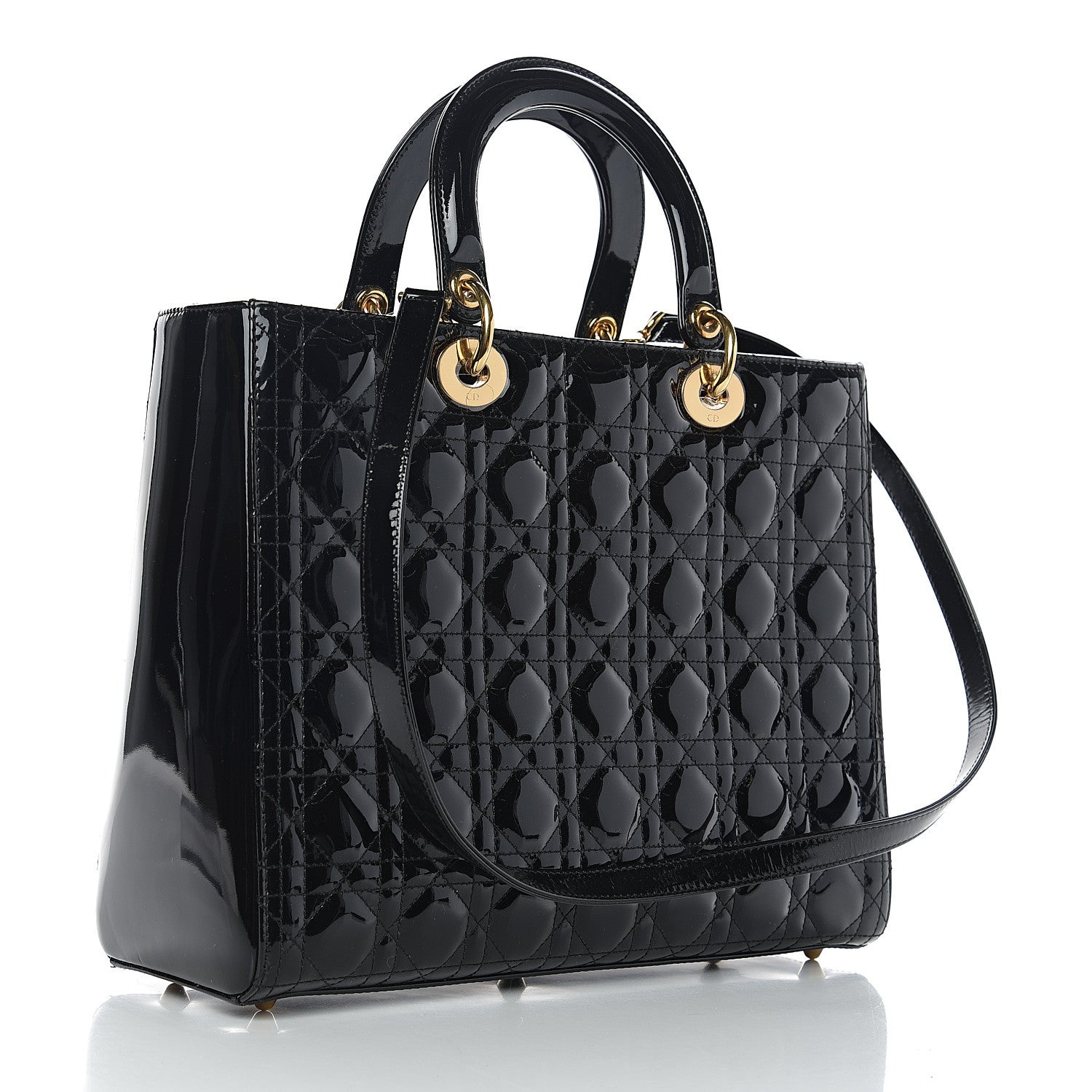 Christian Dior Patent Cannage Large Lady Dior Black 2 of 9