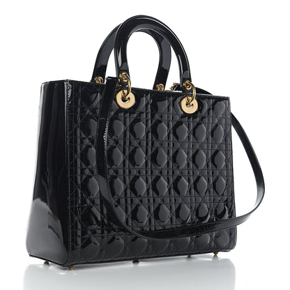 Christian Dior Patent Cannage Large Lady Dior Black 2 of 9