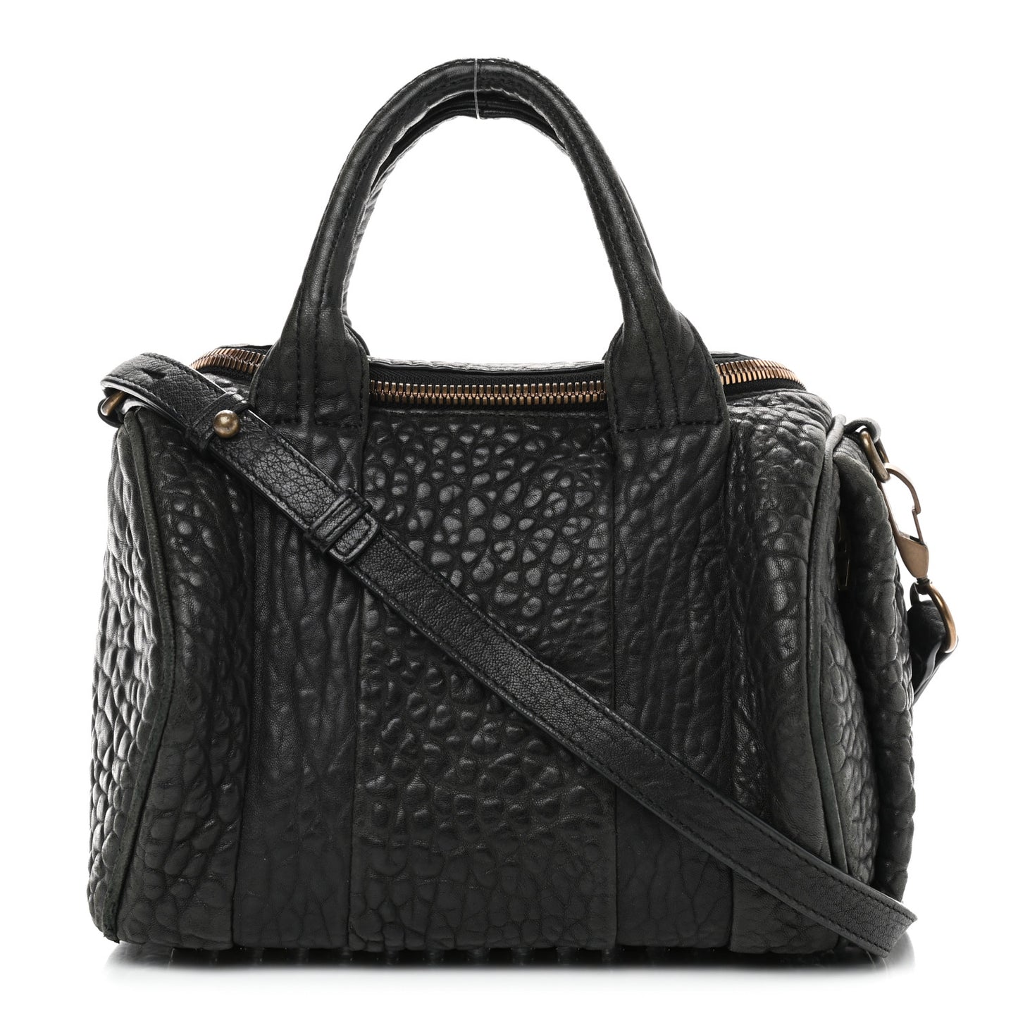 Pebbled Lambskin Rockie Black Antique Brass Hardware