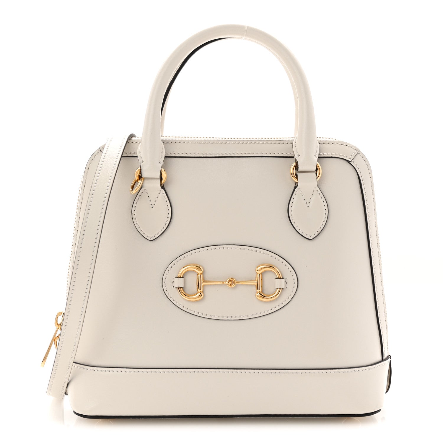Gucci Boarded Plutone Calfskin Small Horsebit 1955 Top Handle Bag Mystic White 1 of 10