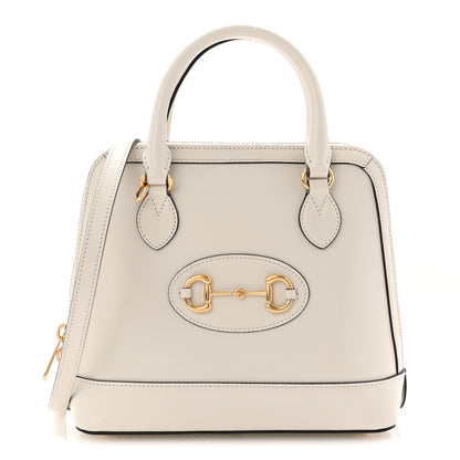 Gucci Boarded Plutone Calfskin Small Horsebit 1955 Top Handle Bag Mystic White 1 of 10
