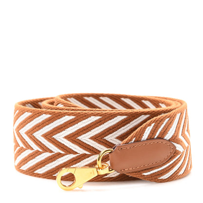 Hermes Toile Swift 50mm Sangle ZigZag Shoulder Strap Gold White 1 of 3