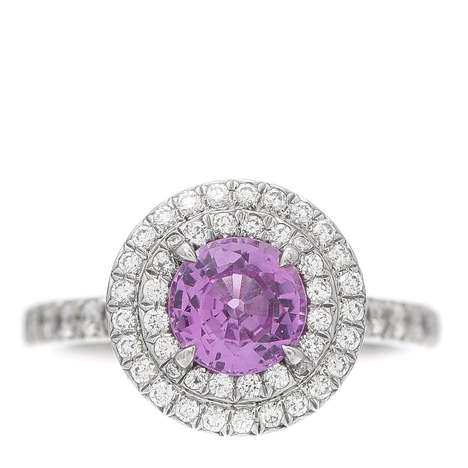 Tiffany Platinum Diamond Pink Sapphire Soleste Ring 45 3.25 1 of 6