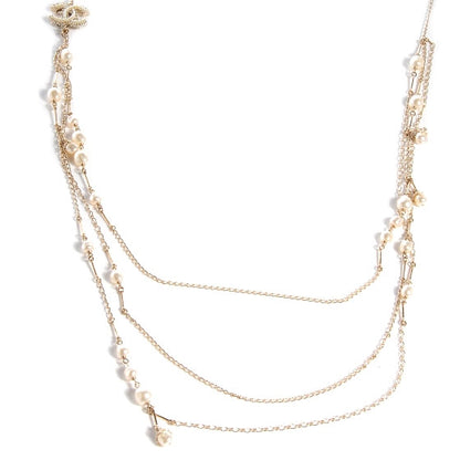 Chanel Pearl CC Long Chain Necklace Gold 1 of 7
