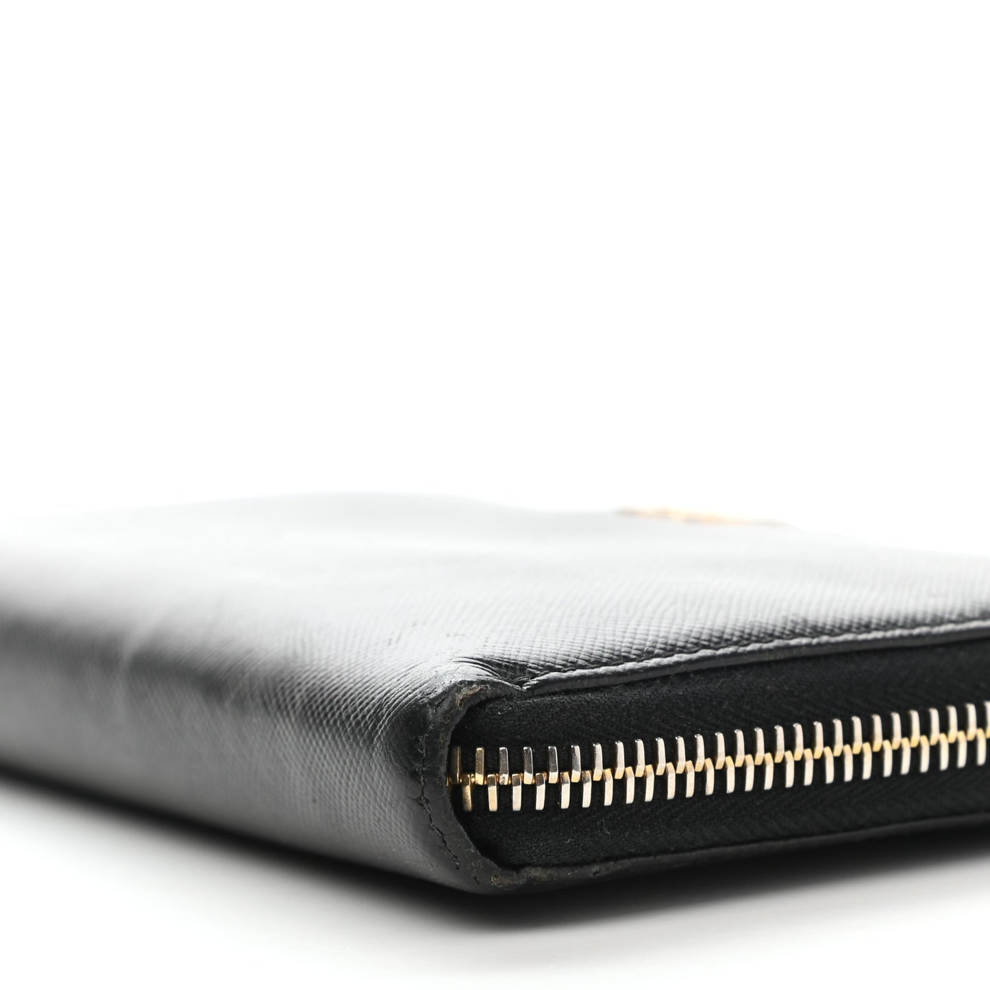 Saffiano Metal Zip Around Wallet Black