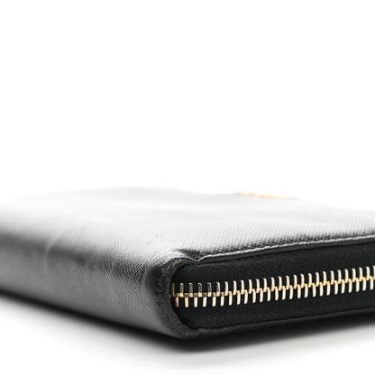 Prada Saffiano Metal Zip Around Wallet Black 8 of 10