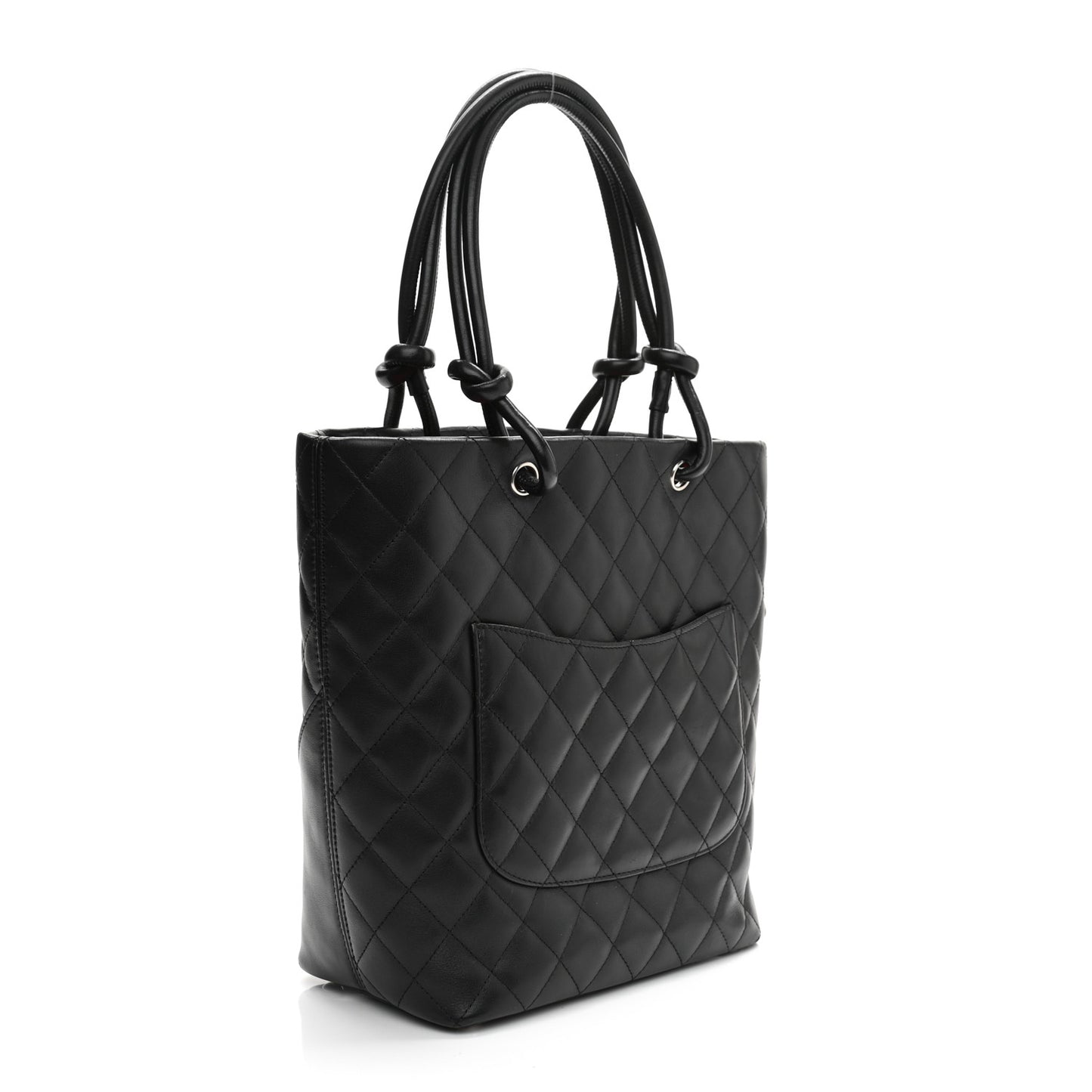 Calfskin Quilted Medium Cambon Tote Black White