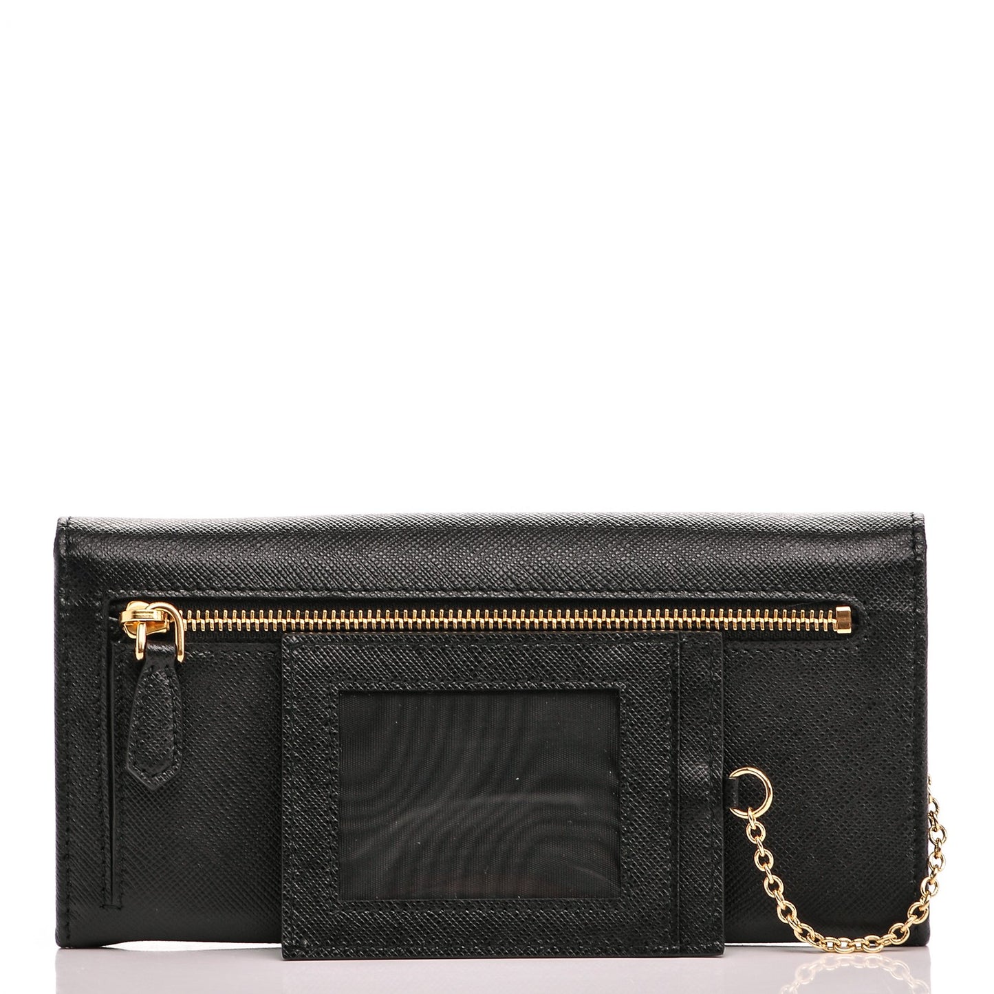 Saffiano Metal Continental Flap Wallet Nero Black