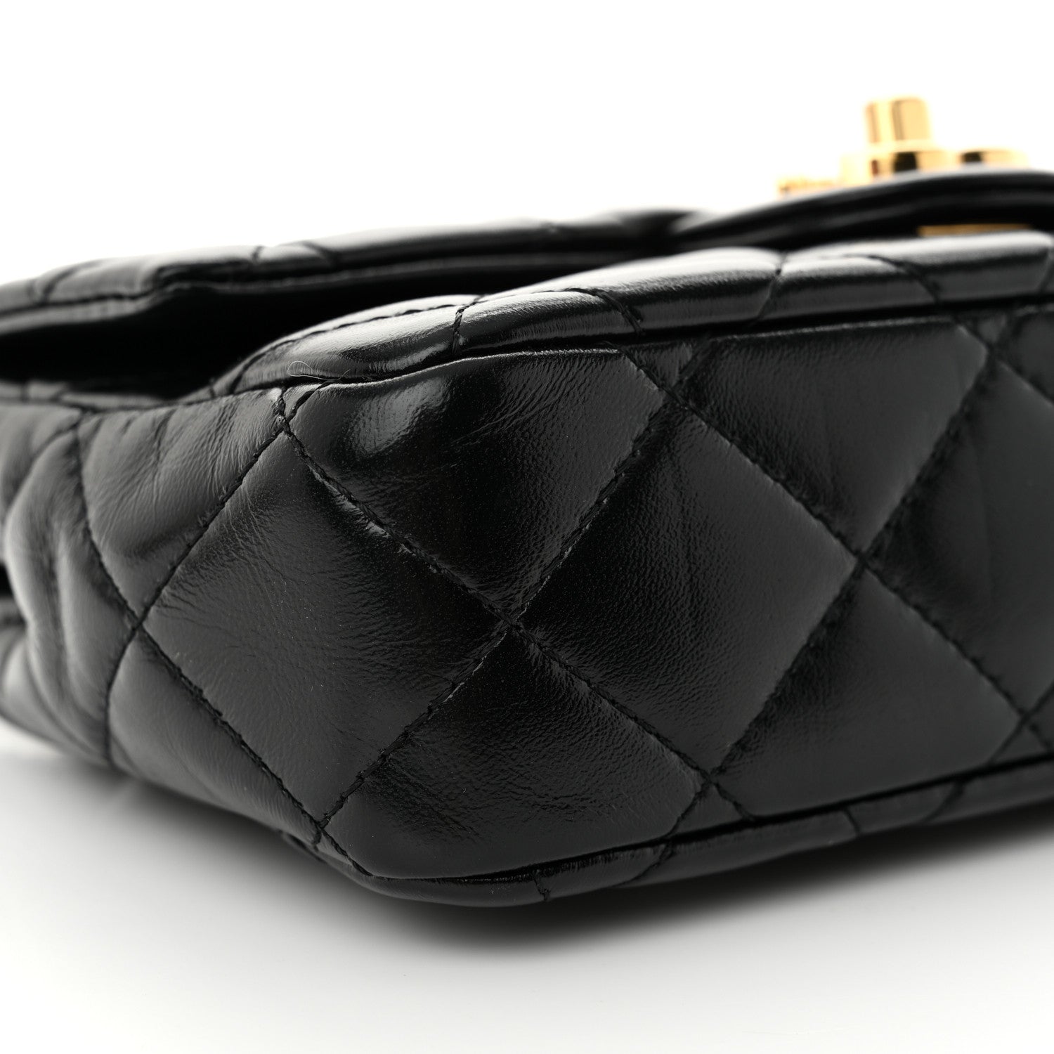 Chanel Shiny Lambskin Quilted Golden Links Top Handle Flap Black 9 of 10