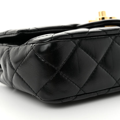 Chanel Shiny Lambskin Quilted Golden Links Top Handle Flap Black 9 of 10