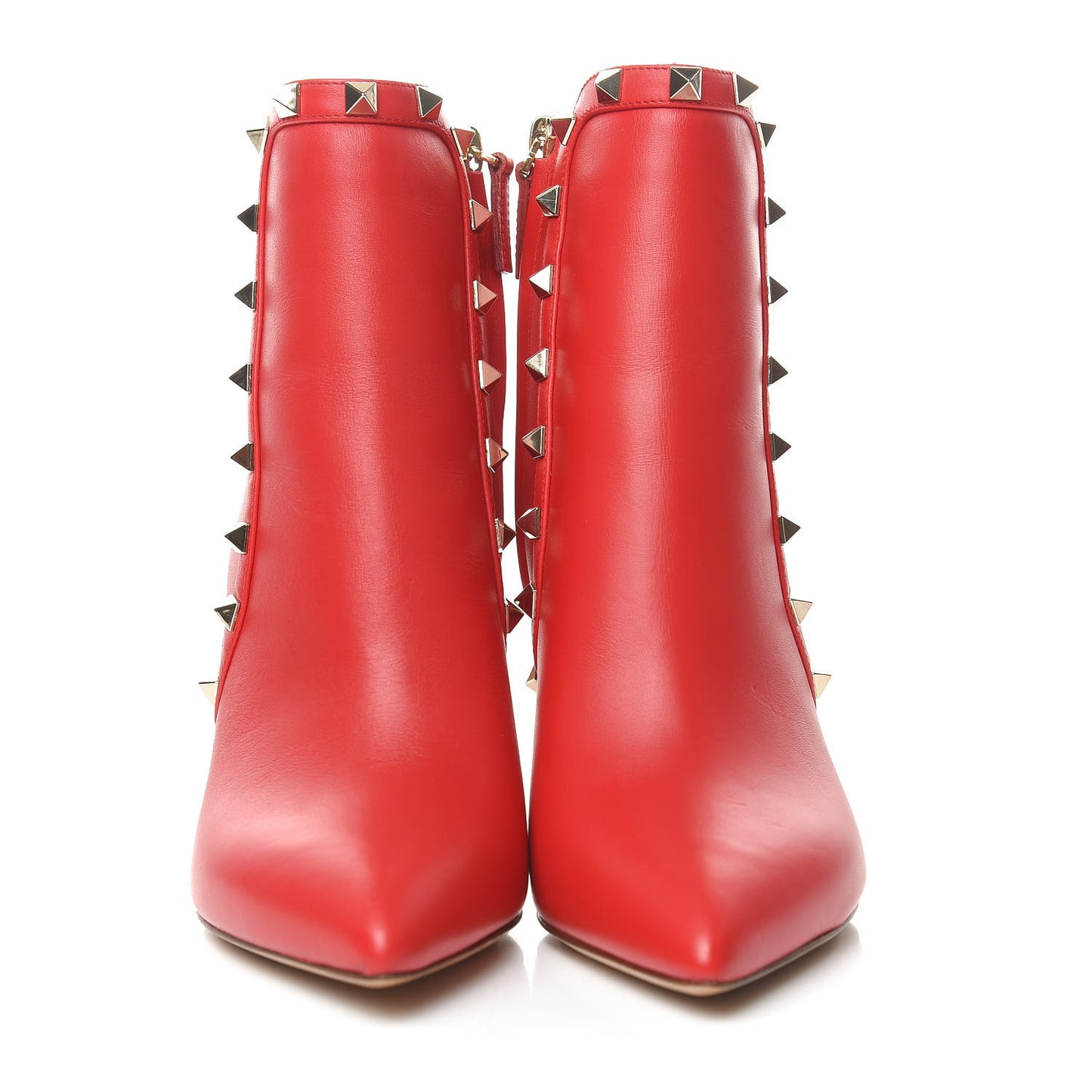 Calfskin Rockstud 85mm Ankle Booties 36.5 Rouge Pur