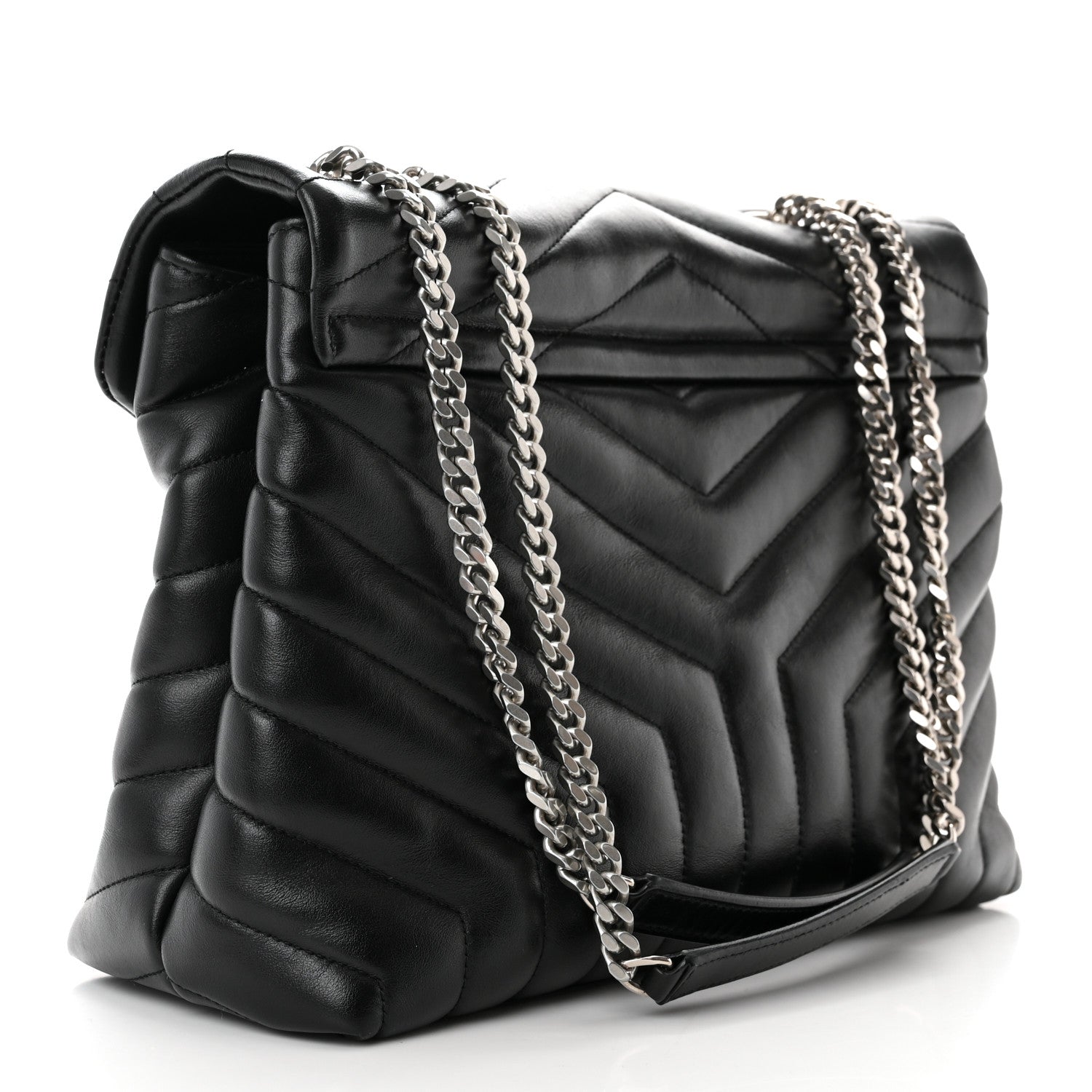 Saint Laurent Calfskin Y Quilted Monogram Medium Loulou Chain Satchel Black 3 of 11