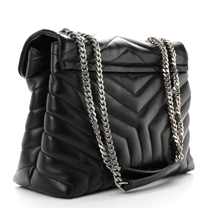 Saint Laurent Calfskin Y Quilted Monogram Medium Loulou Chain Satchel Black 3 of 11