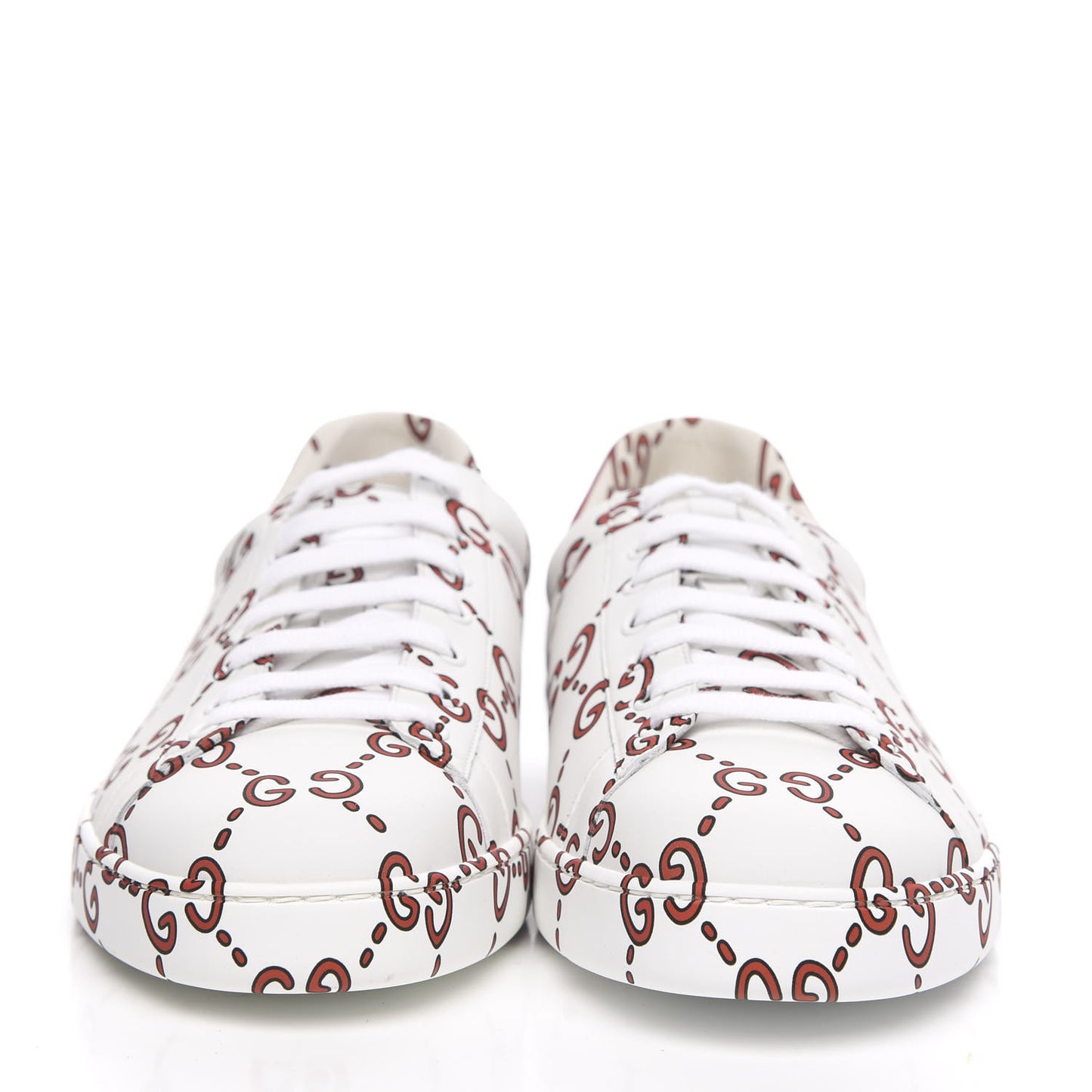 Calfskin GucciGhost Print Mens Ace Sneakers 12 White Hibiscus Red