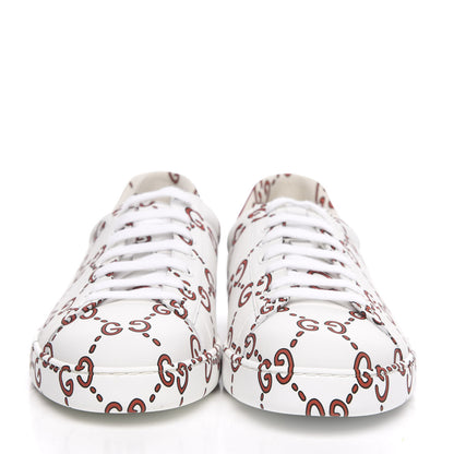 Gucci Calfskin GucciGhost Print Mens Ace Sneakers 12 White Hibiscus Red 2 of 9