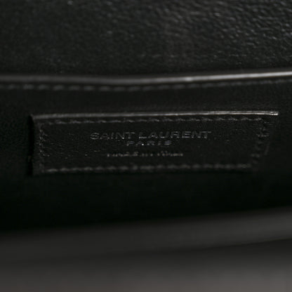 Saint Laurent Calfskin Crocodile Embossed Medium Classic Monogram Cassandra Top Handle Fog 6 of 16
