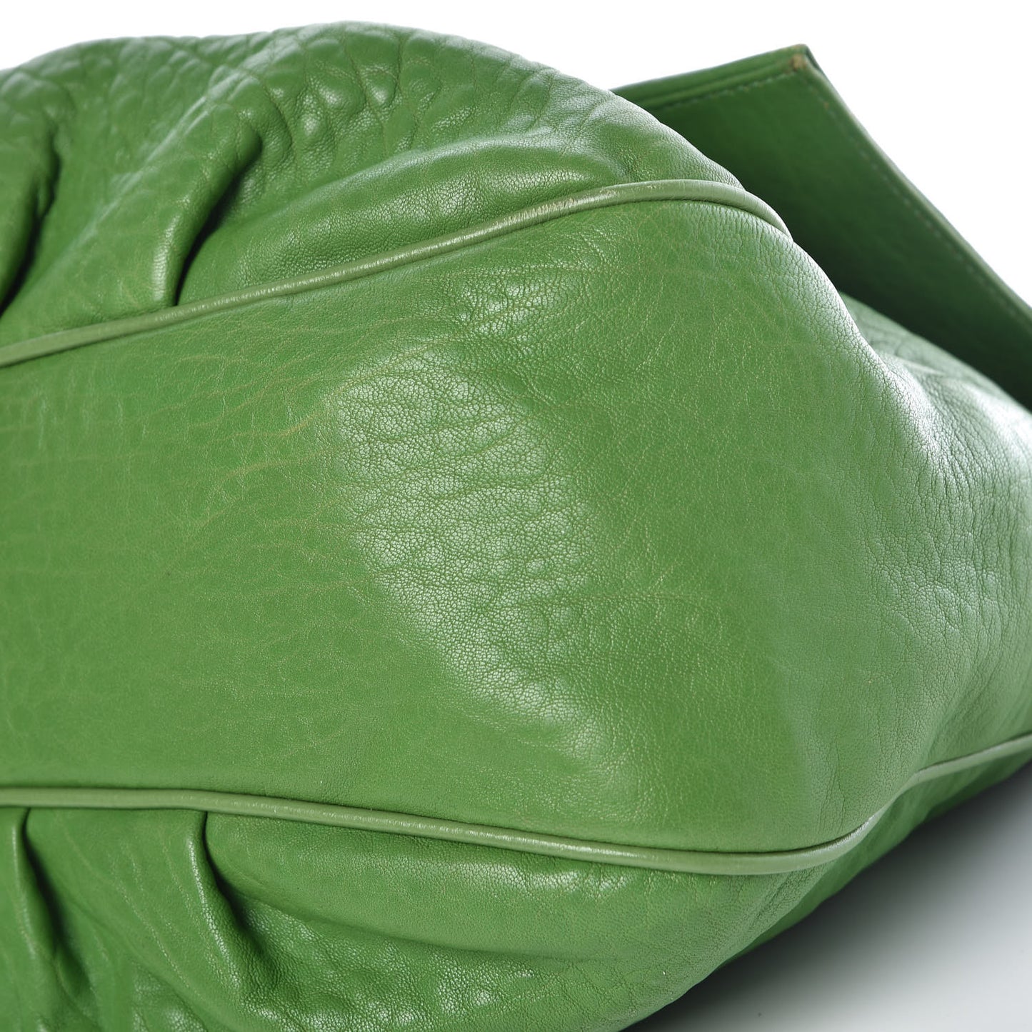 Crinkled Lambskin Mia Shoulder Flap Verde Pisello