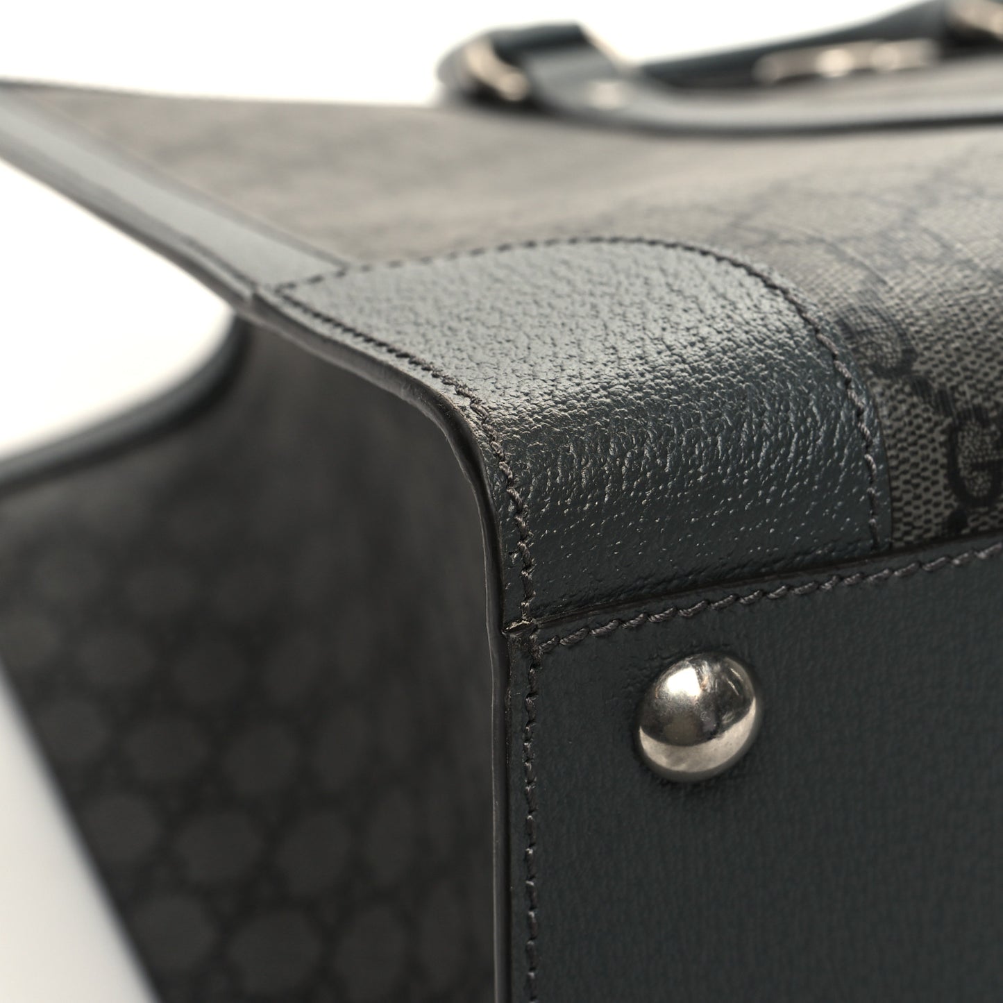 GG Supreme Monogram Textured Dollar Calfskin Large Ophidia Tote Bag Grey Black Graphite Grey