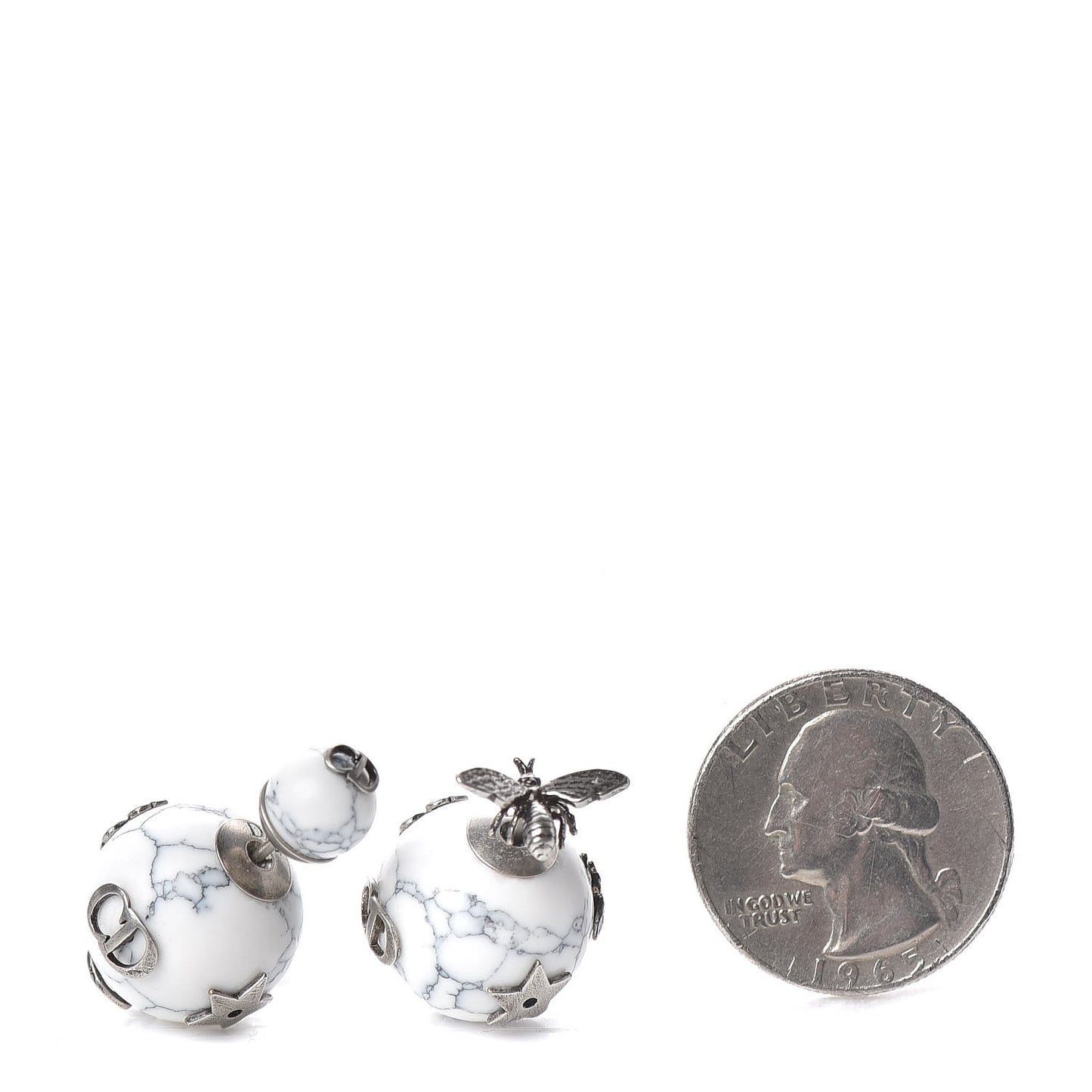 Marble Mise En Dior Tribal Bee Earrings White