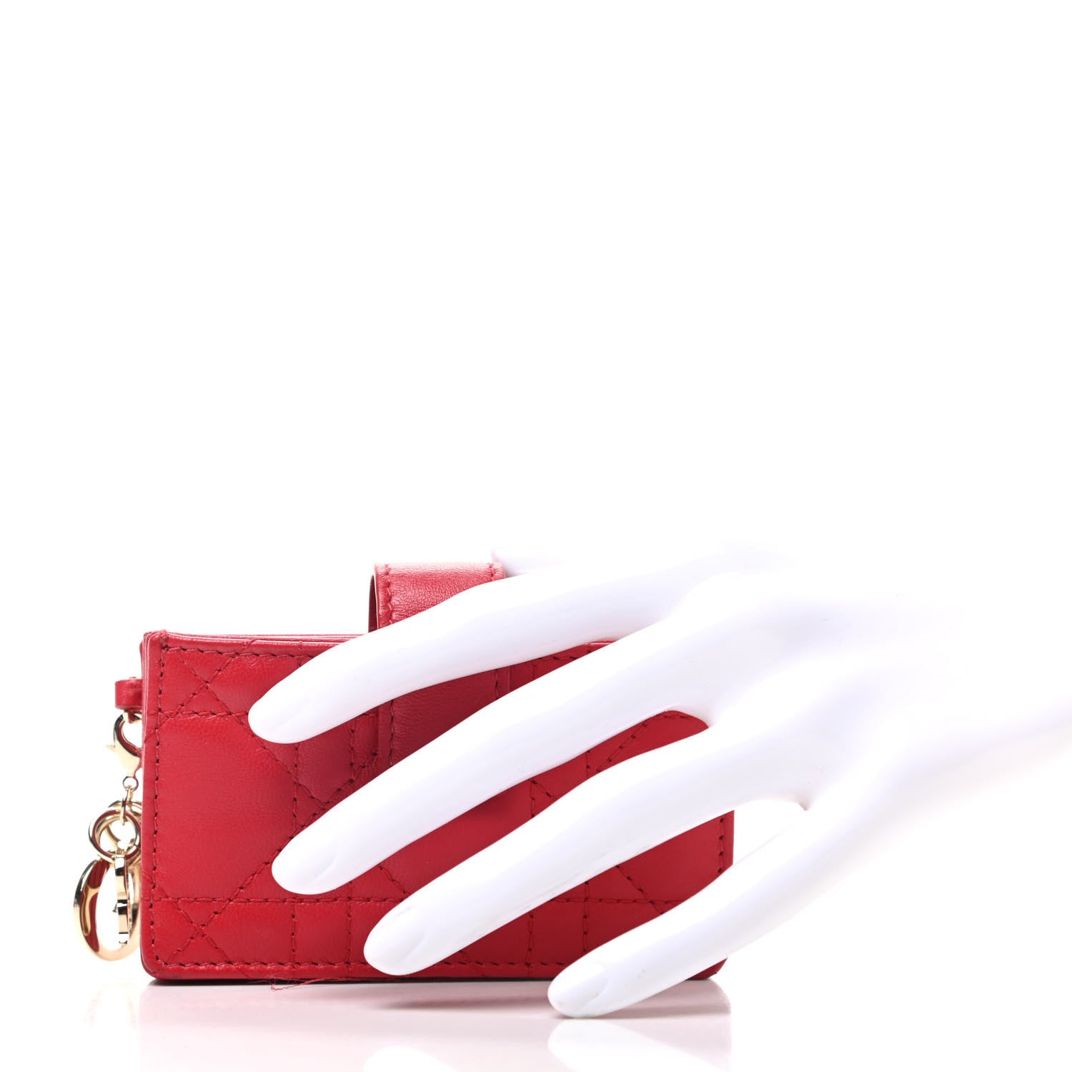 Christian Dior Lambskin Cannage Lady Dior 5-Gusset Card Holder Red 2 of 10