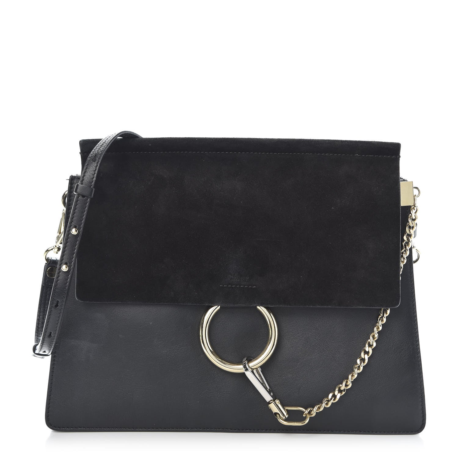 Chloe Suede Calfskin Medium Faye Shoulder Bag Black 1 of 18