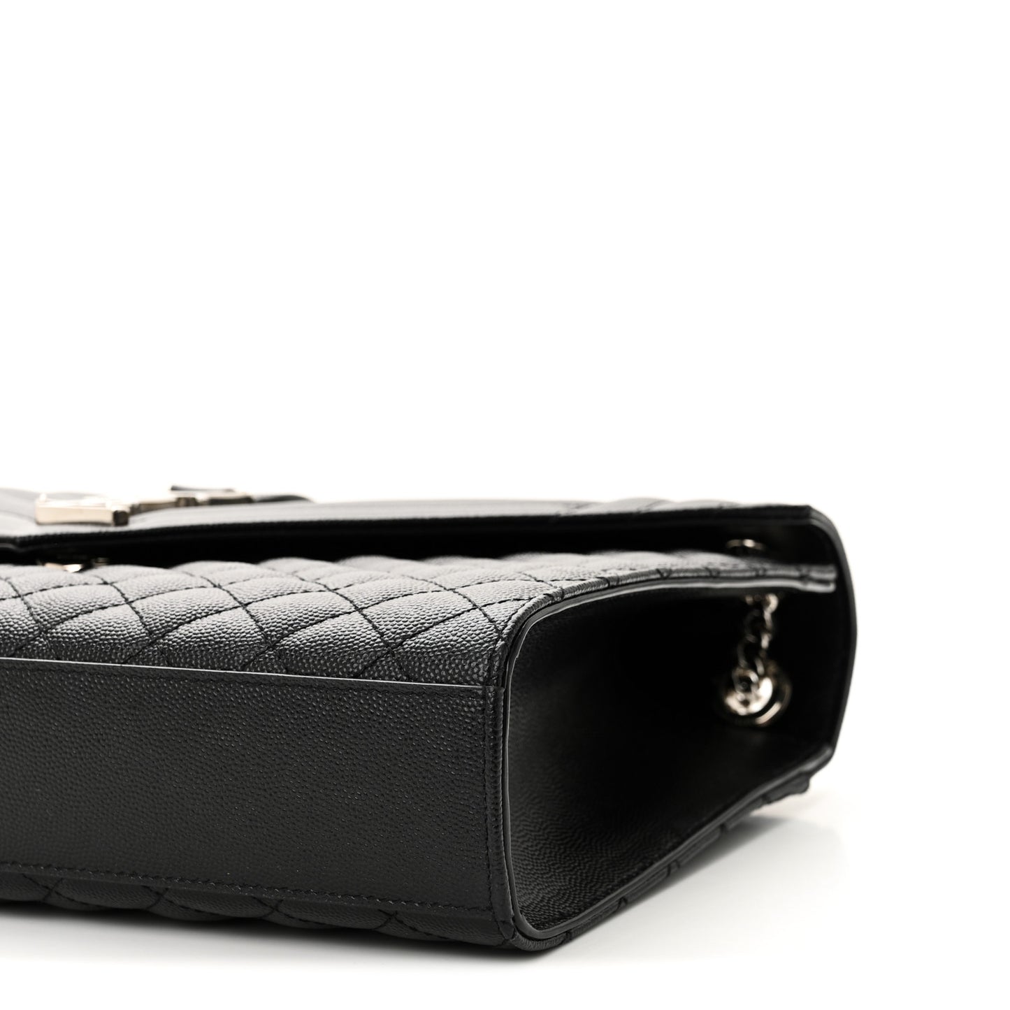Grain De Poudre Textured Mixed Matelasse Large Triquilt Monogram Satchel Black