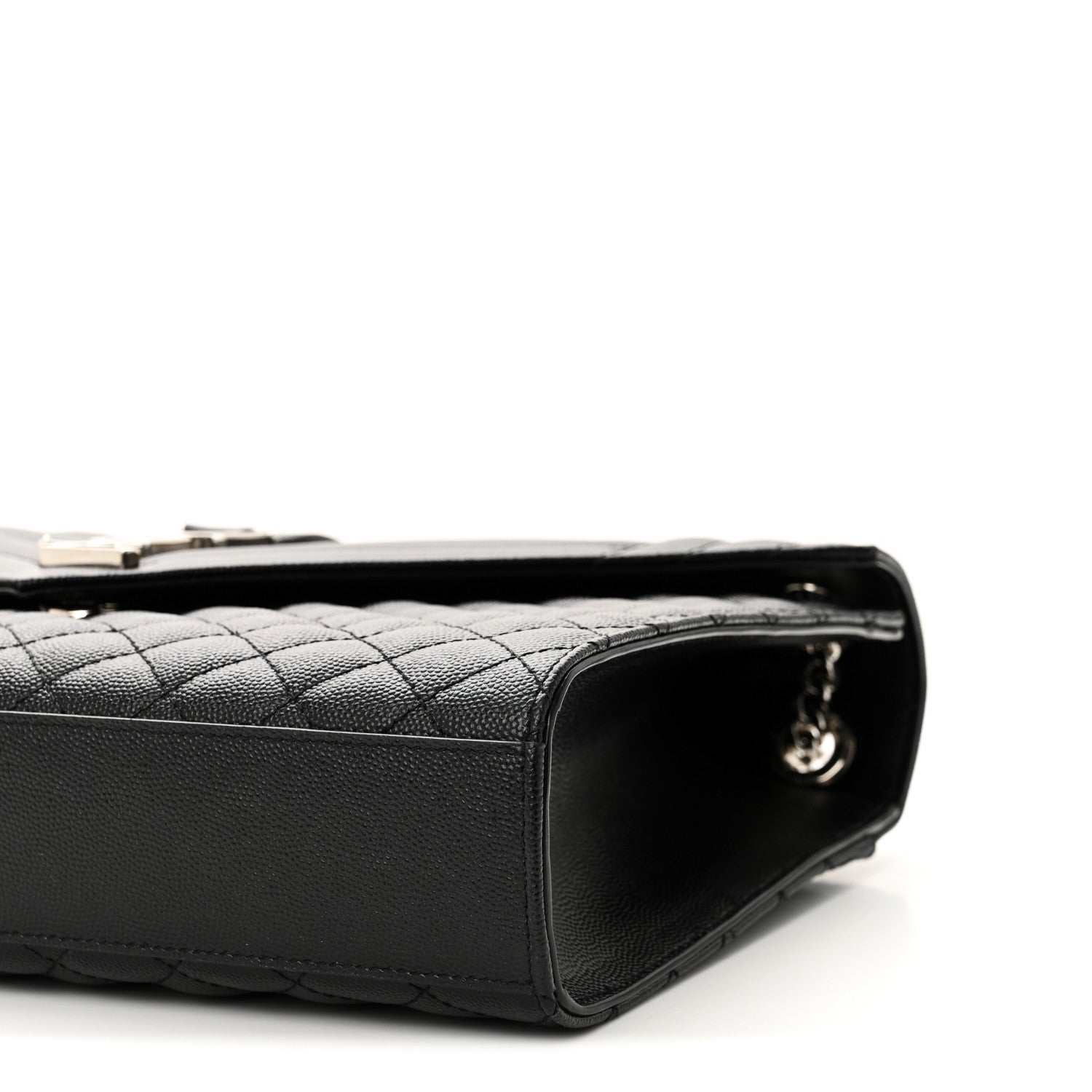 Saint Laurent Grain De Poudre Textured Mixed Matelasse Large Triquilt Monogram Satchel Black 9 of 10