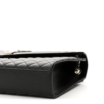 Saint Laurent Grain De Poudre Textured Mixed Matelasse Large Triquilt Monogram Satchel Black 9 of 10